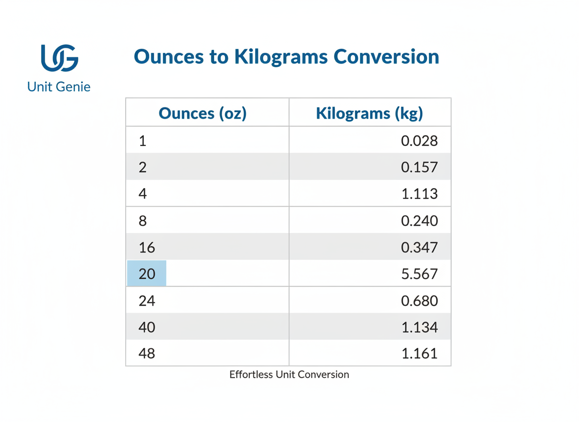 Quick Reference: Oz to Kg Conversion Table