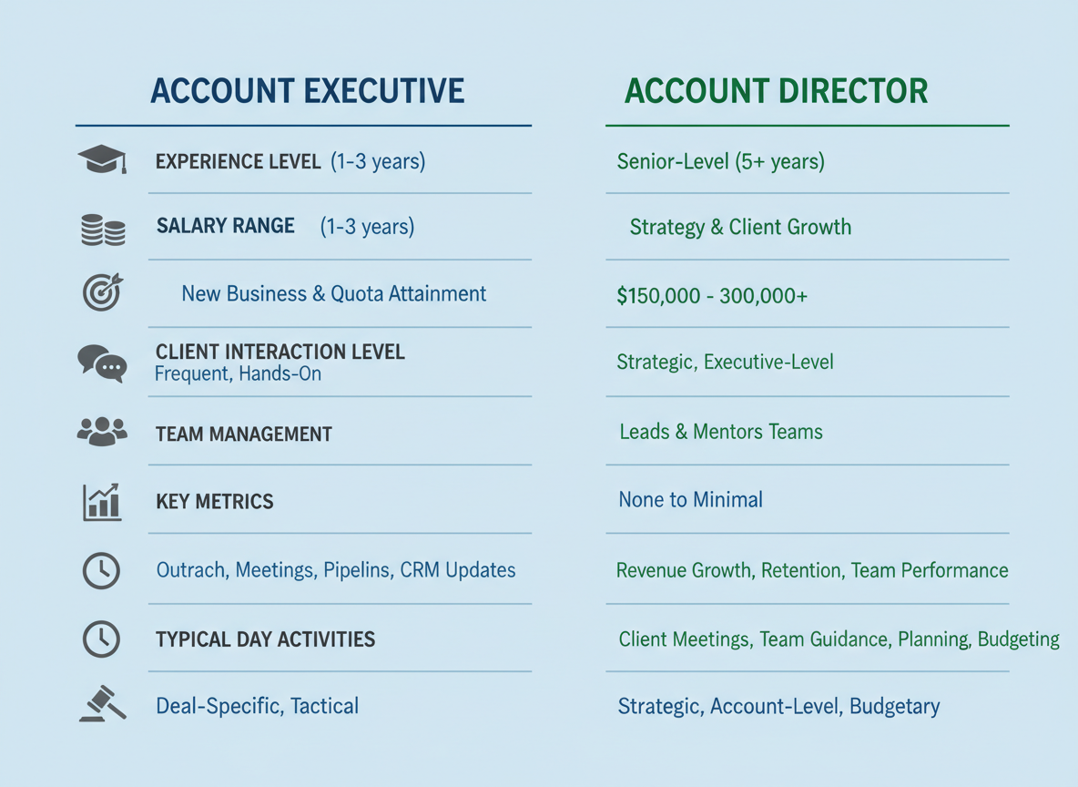 Account Director vs Account Executive: Side-by-Side Comparison