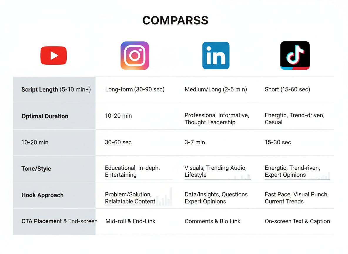 Platform-Specific Script Formats: YouTube vs Instagram vs LinkedIn vs TikTok