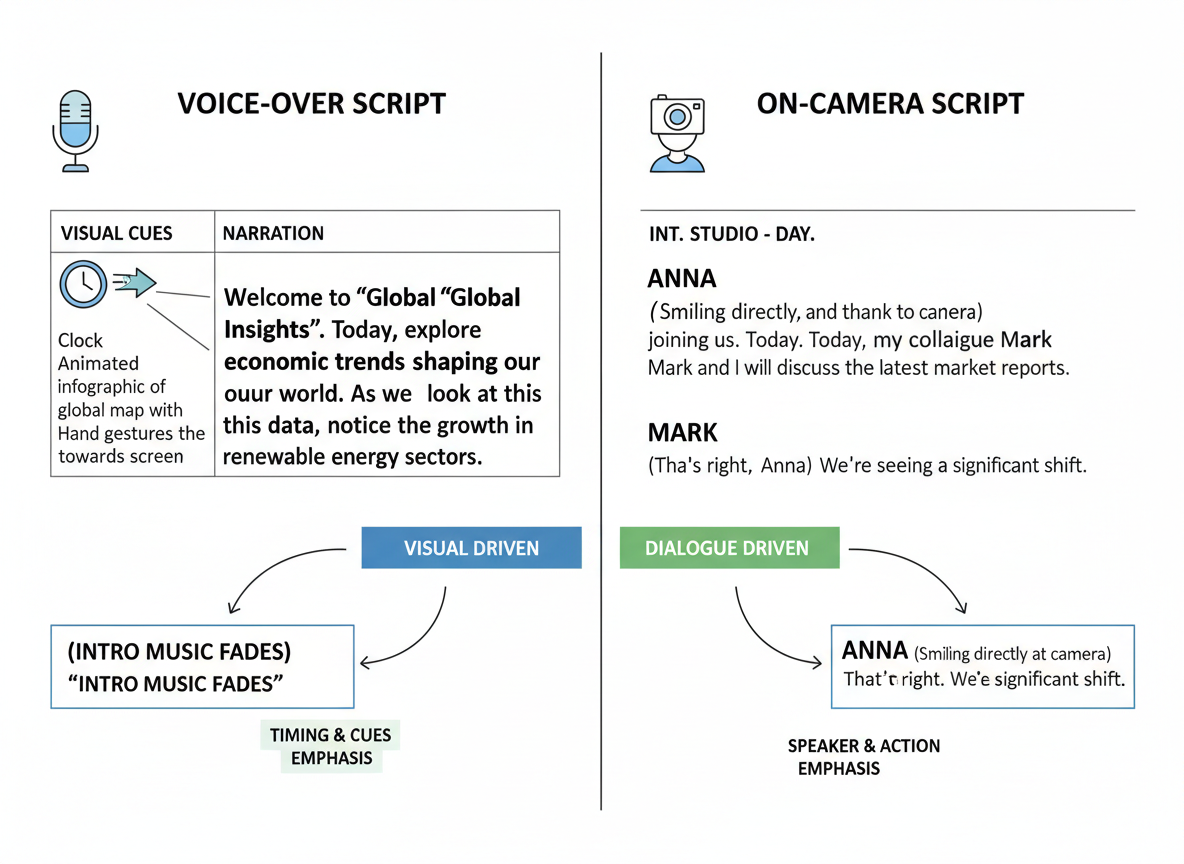 Voice-Over vs On-Camera Scripts: Key Differences That Matter