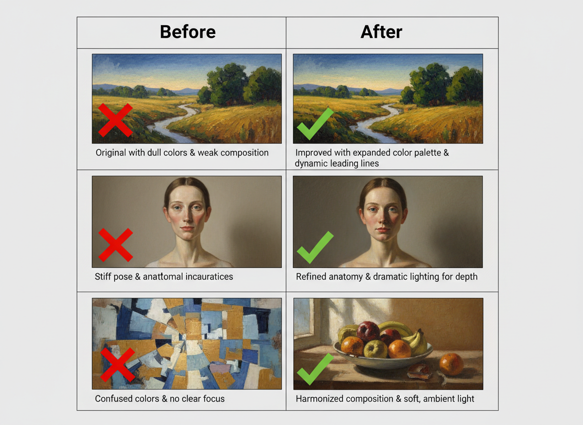 Before and After: Case Studies of Weak vs Strong Painting Titles