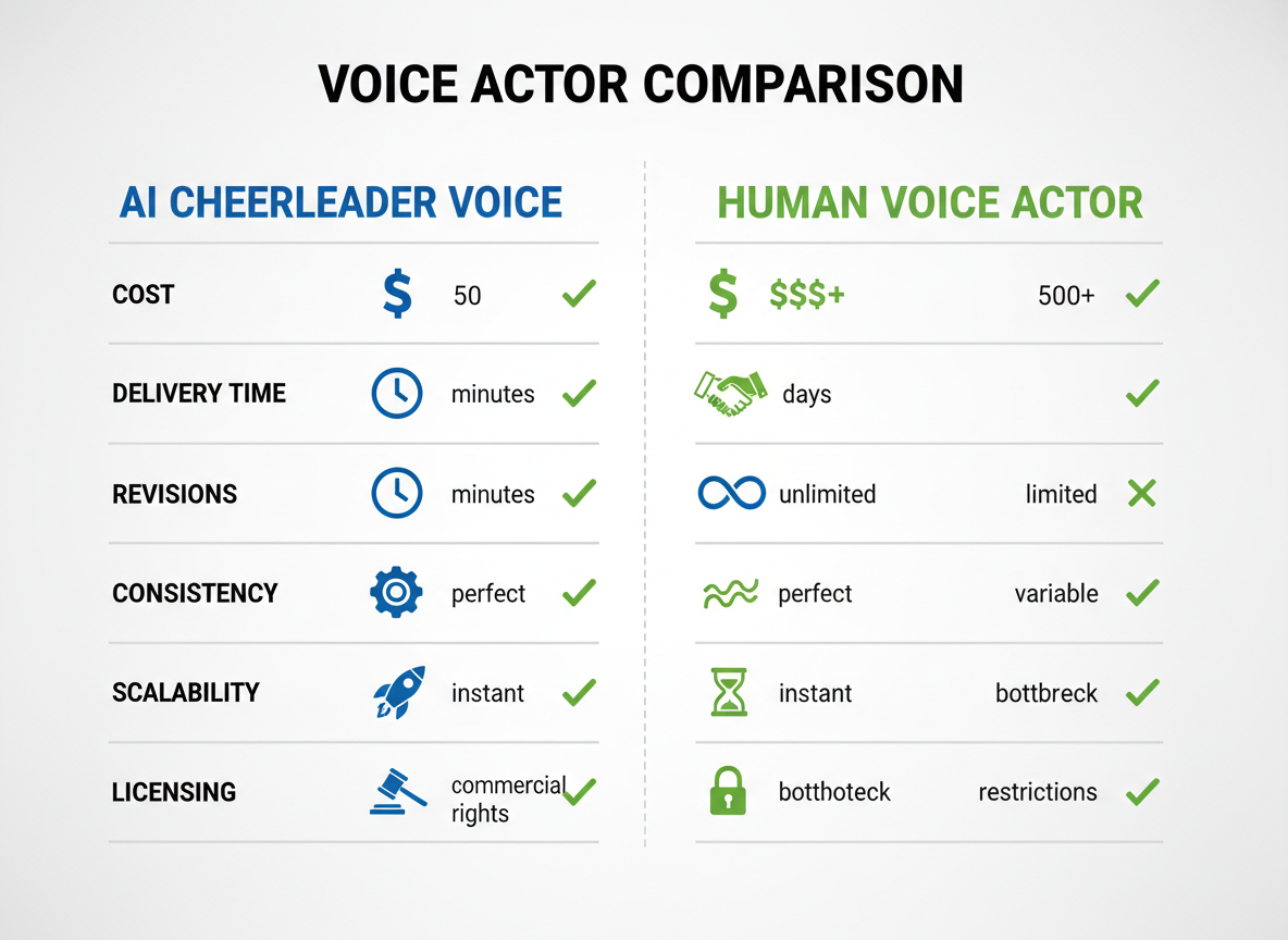 Cheerleader AI Voices vs. Traditional Voice Actors: The Agency Owner's Reality Check